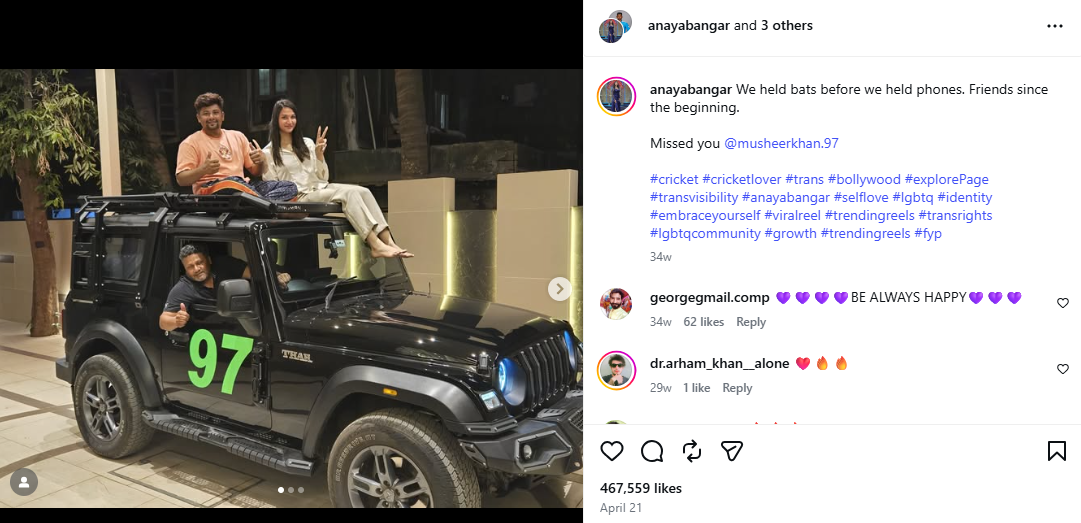 Anaya Bangar insta post