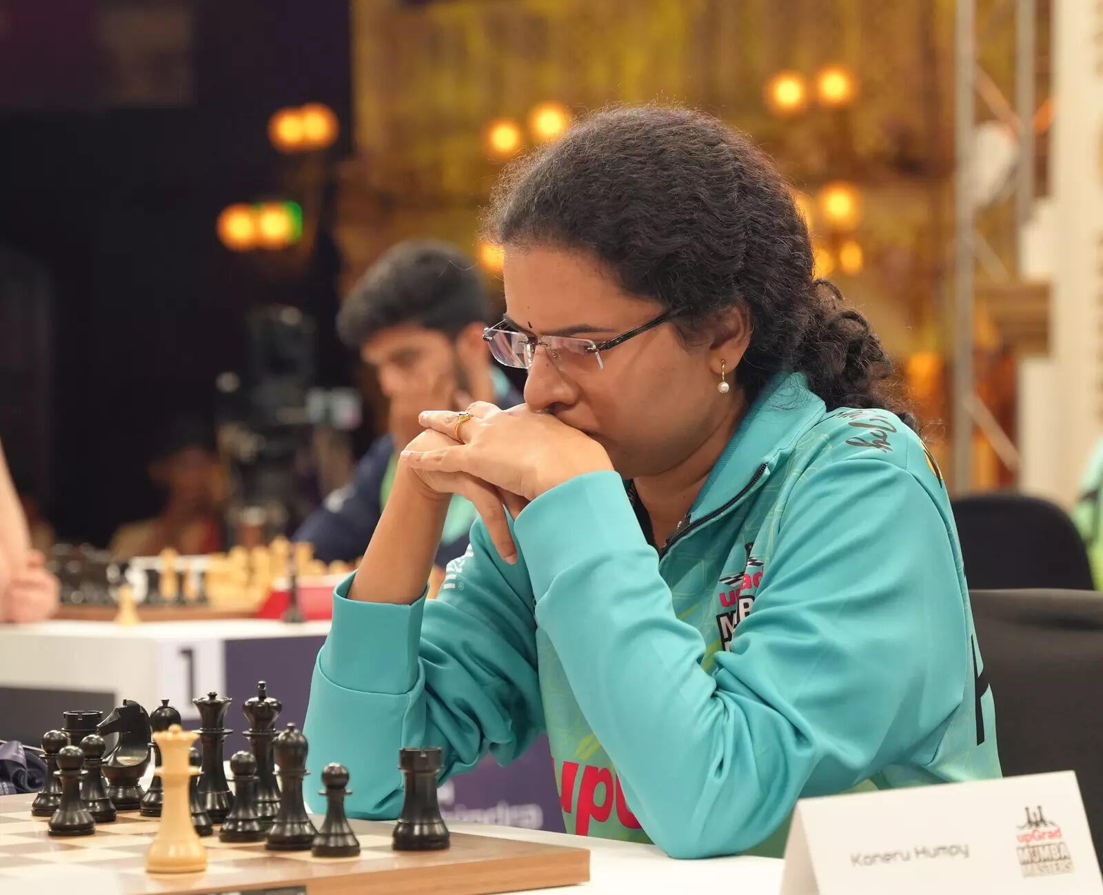 Koneru Humpy from upGrad Mumba Masters in action at the Tech Mahindra Global Chess League at the Royal Opera House