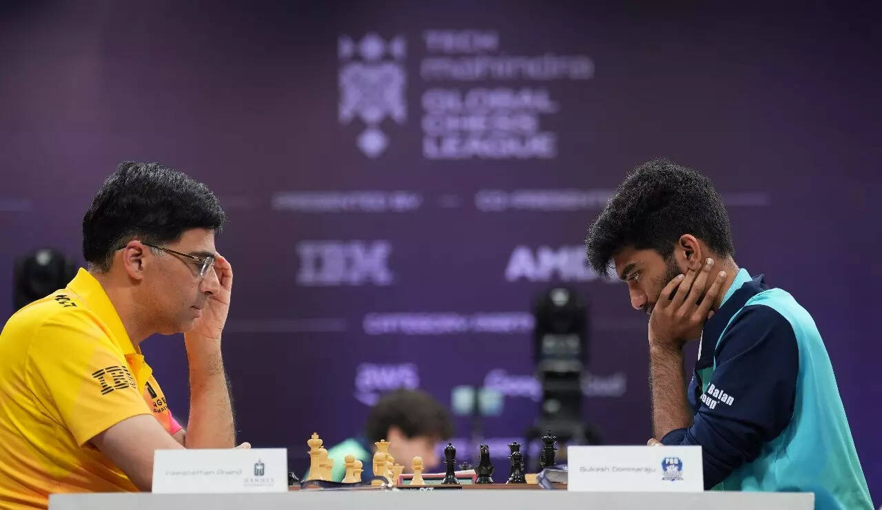 Viswanathan Anand and D Gukesh in action at Global Chess League (GCL Photo)
