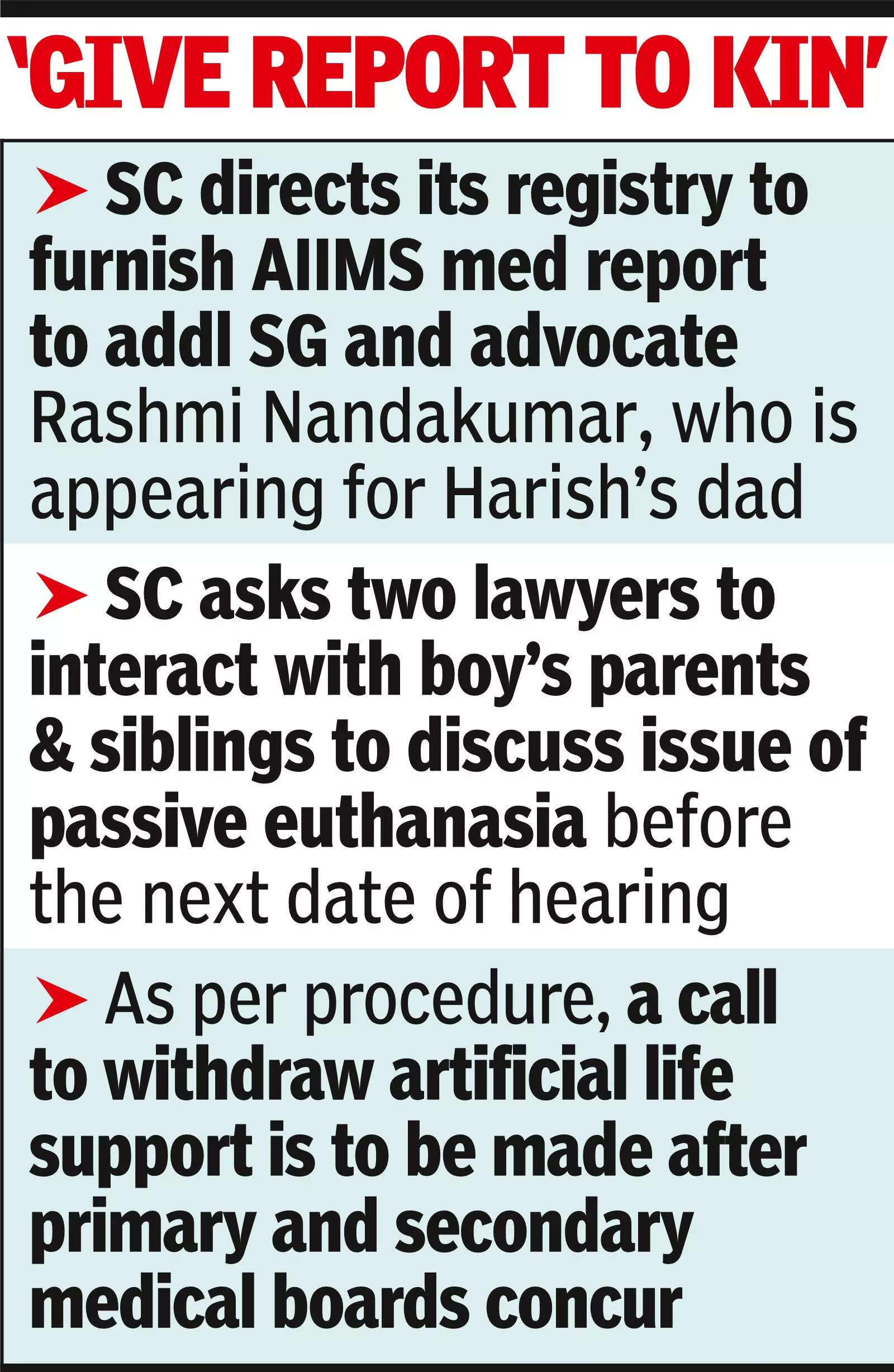 SC will talk to patient’s parents before deciding on passive euthanasia