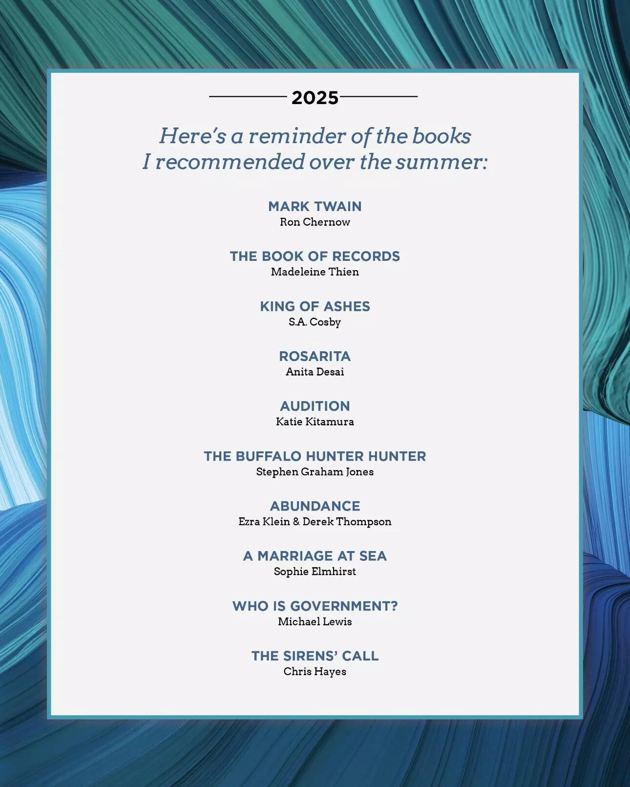 Obama compartilha favoritos para 2025