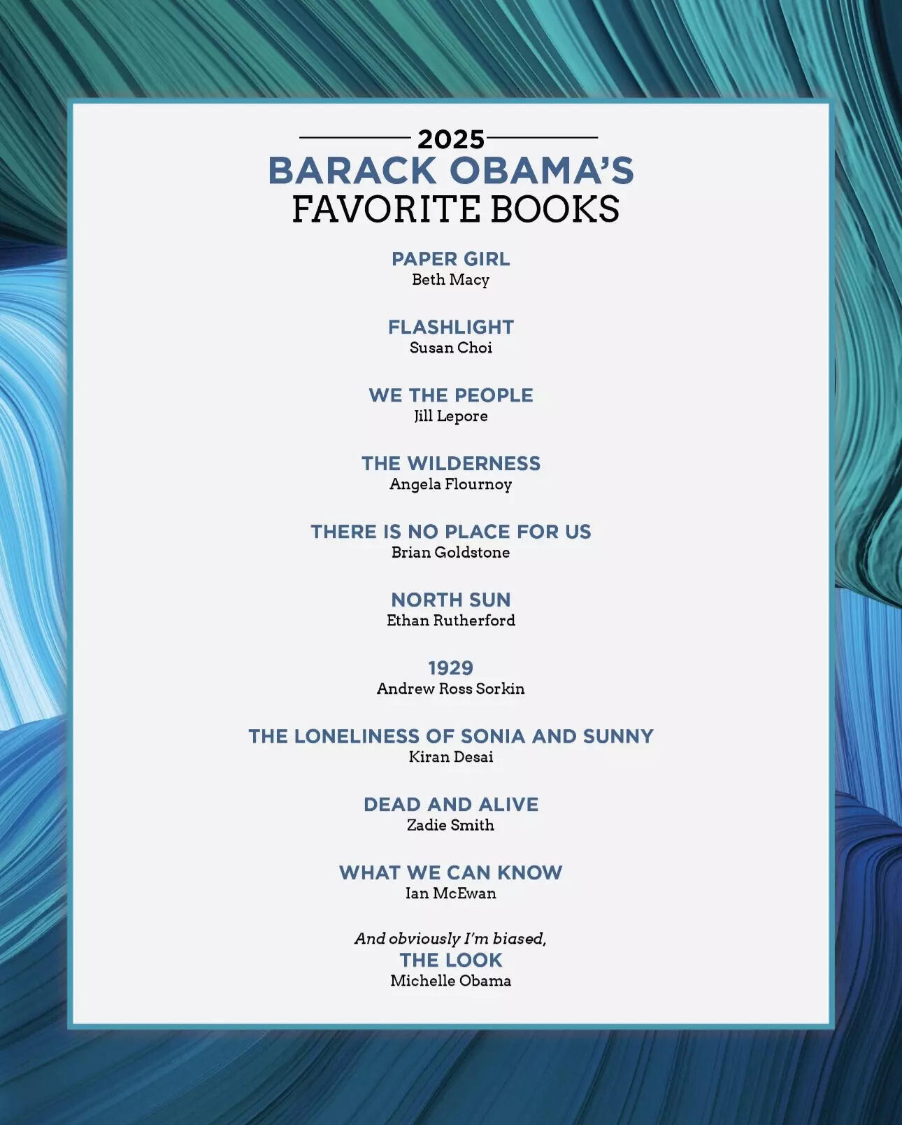 Obama compartilha favoritos para 2025