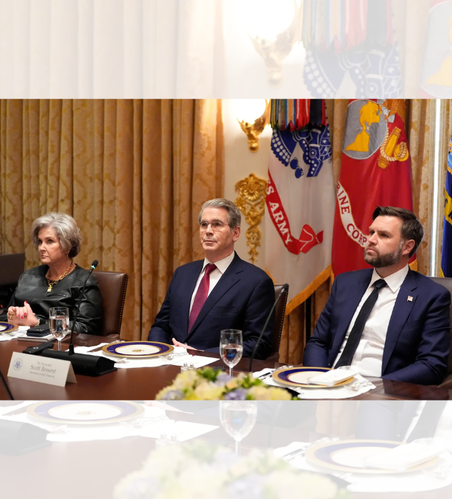 Vice President JD Vance, from right, Treasury Secretary Scott Bessent and White House Chief of Staff Susie Wiles