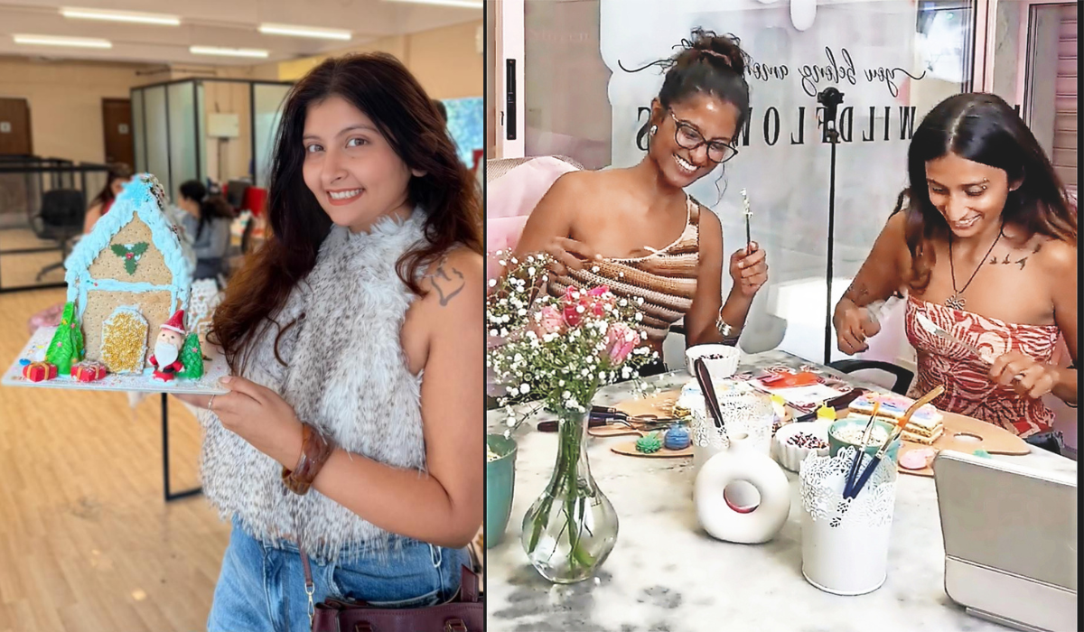 Charmi Joshi with her gingerbread house