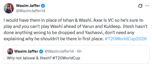 Wasim Jaffer post
