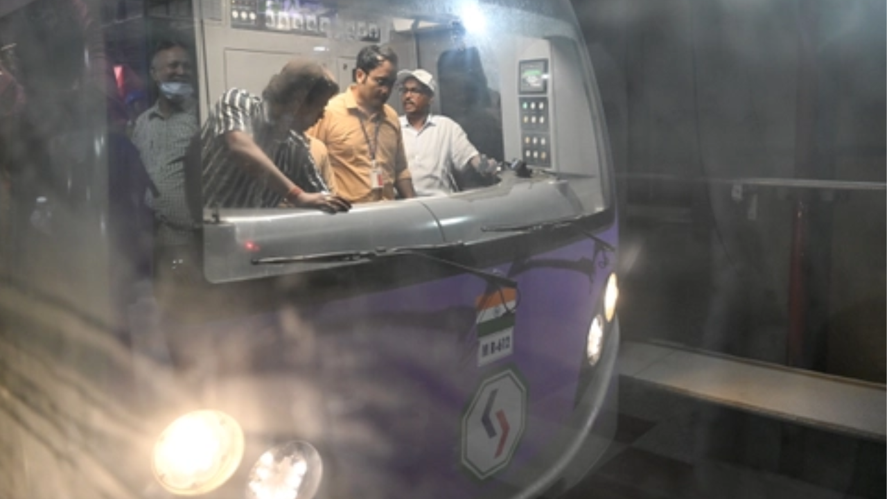  Kolkata Metro train runs through Hooghly river tunnel during trial from Howrah Maidan to Esplanade