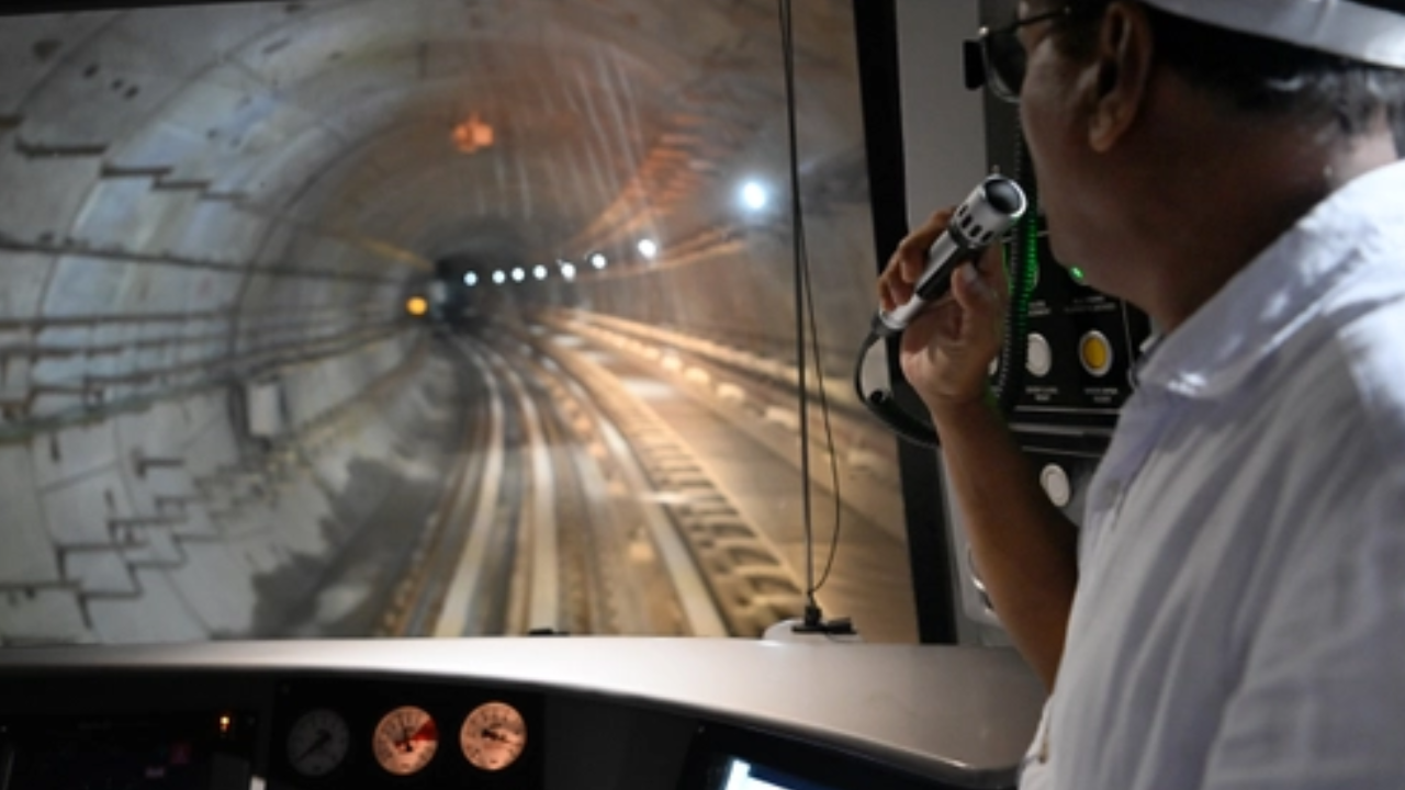 During trial run through Hooghly river tunnel between Howrah Maidan and Esplanade