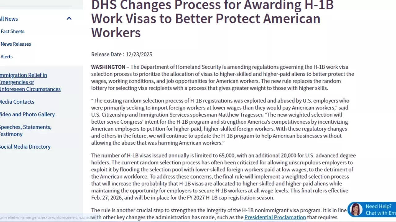 DHS new rules for H-1B work visa