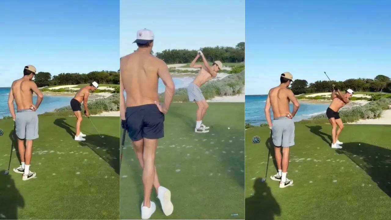Tom Brady with son playing Golf
