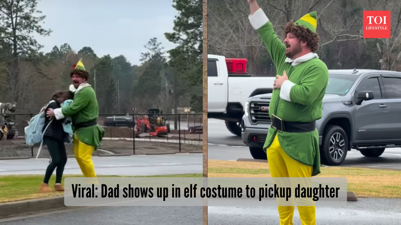Viral: Dad shows up in elf costume to pickup daughter
