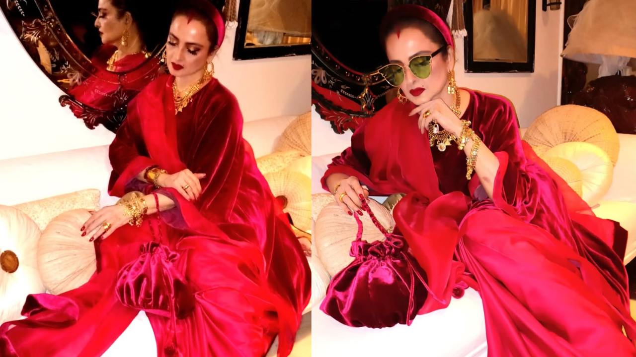 Rekha Turns Christmas Royal in Velvet, Gold, and Red