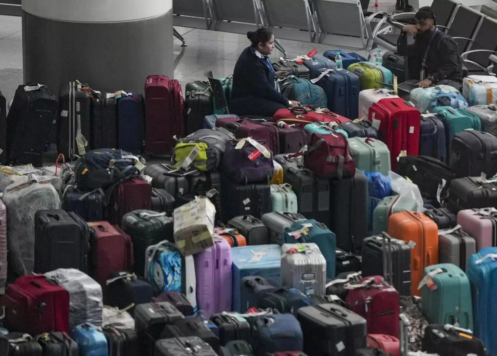 Luggage piled up at Delhi airport during IndiGo crisis