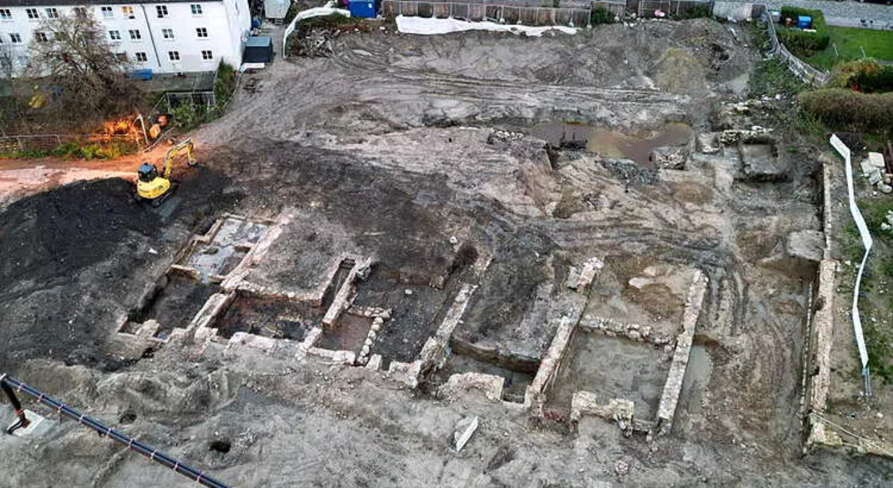 View of the town hall archaeological site in Rostock
