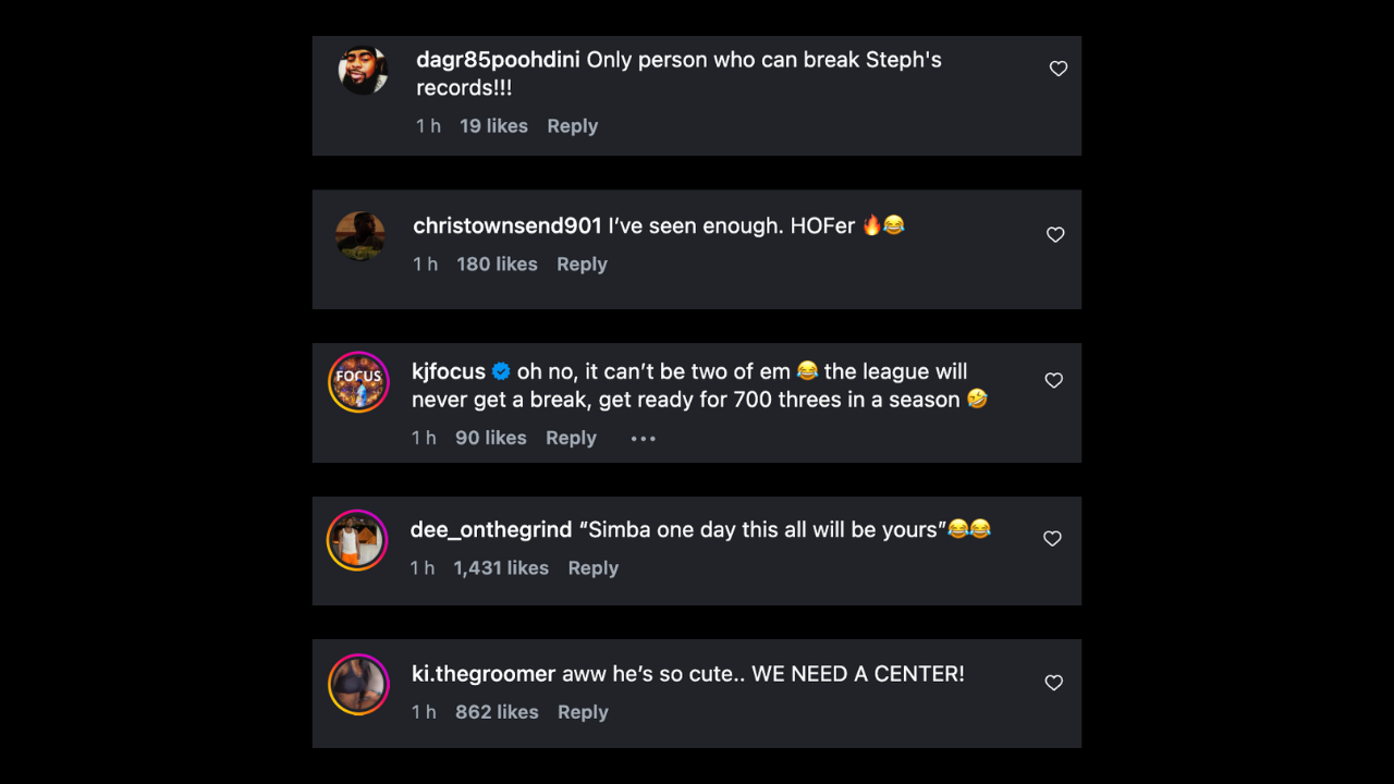 Image via NBA/Instagram (screengrab) Fans react to Canon Curry's impressive dribble skills