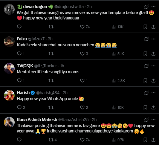 Rajinikanth's X post's comments