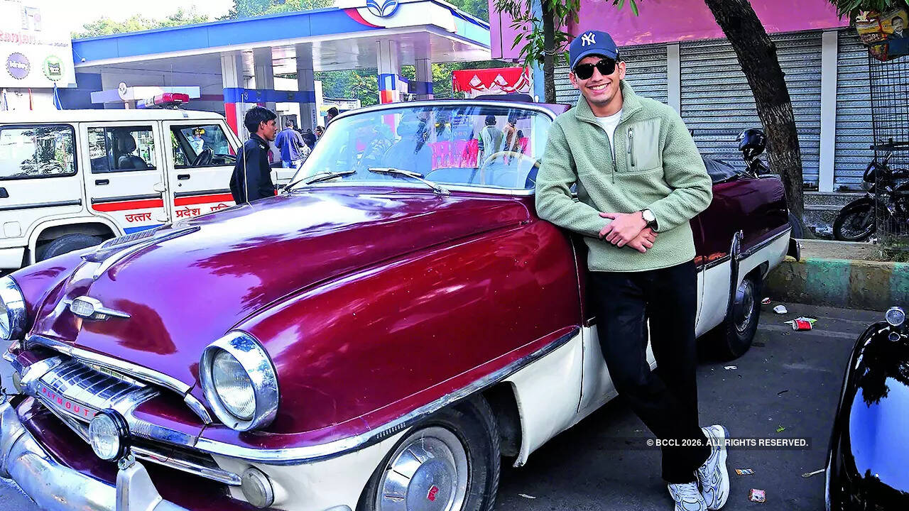 Shrey Shah and his Plymouth Savoy, a 1954 model