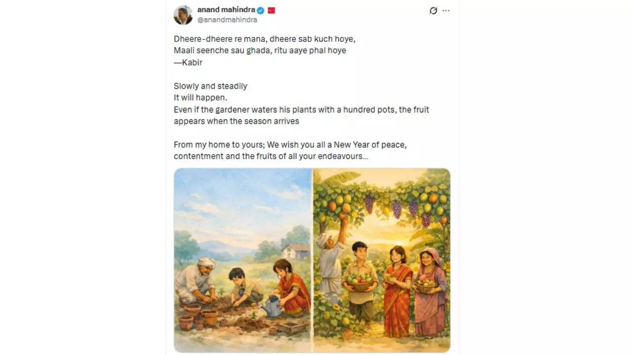 Anand Mahindra’s 2026 New Year message valuing patience over today’s hustle