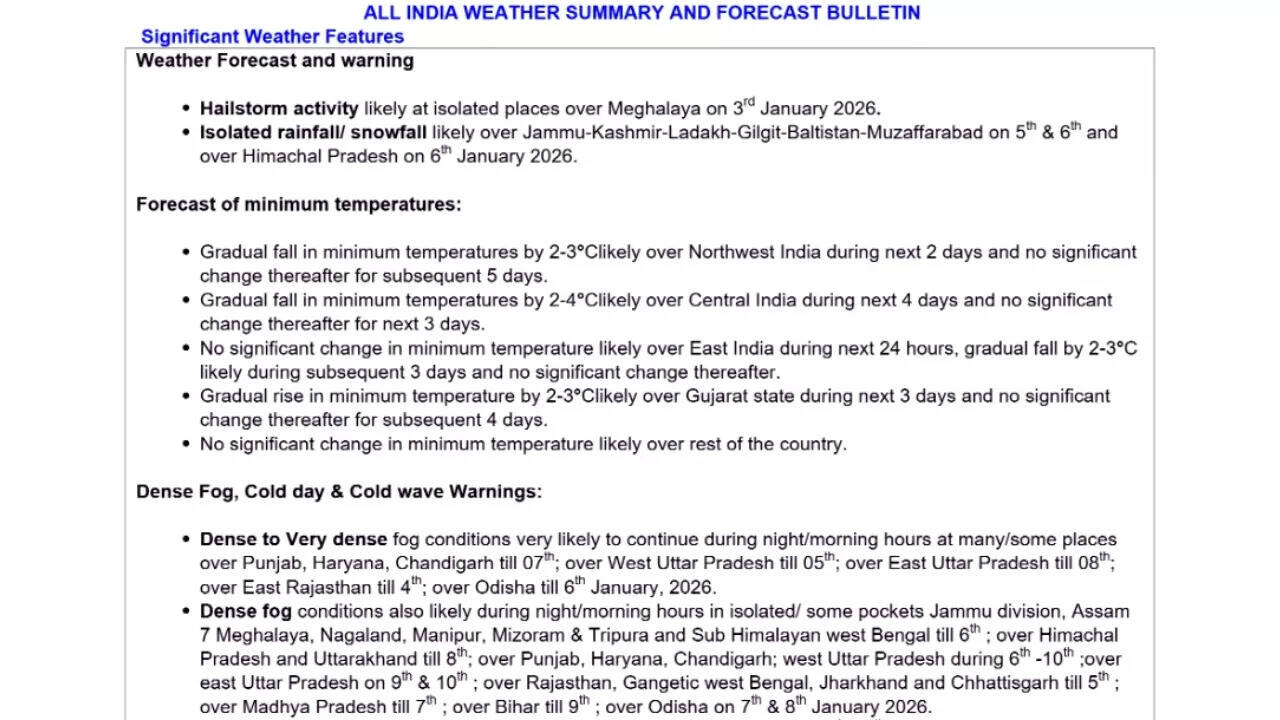 IMD weather update