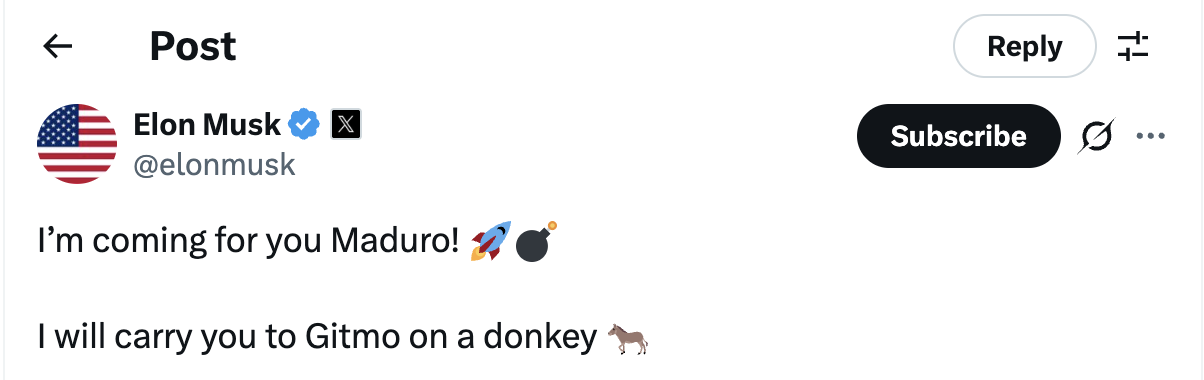 Elon Musk’s two-year-old ‘donkey message’ to Venezuela President Maduro goes viral: ‘I will carry you to …’