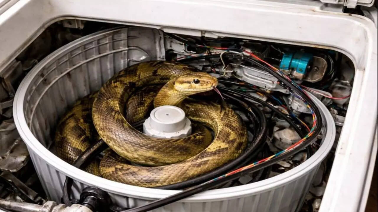 Snake inside washing machine
