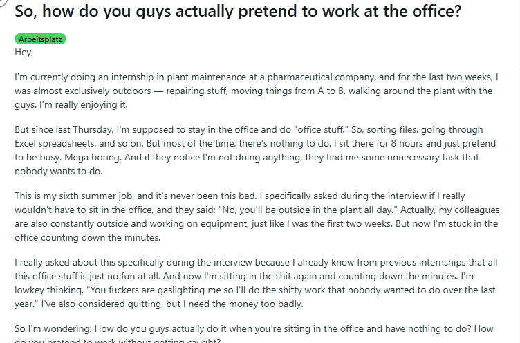 Reddit post made by the user