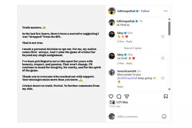 BPL controversy! 'Cricket deserves truth': Indian presenter Ridhima Pathak breaks silence on her Bangladesh Premier League exit | Cricket News 2 .