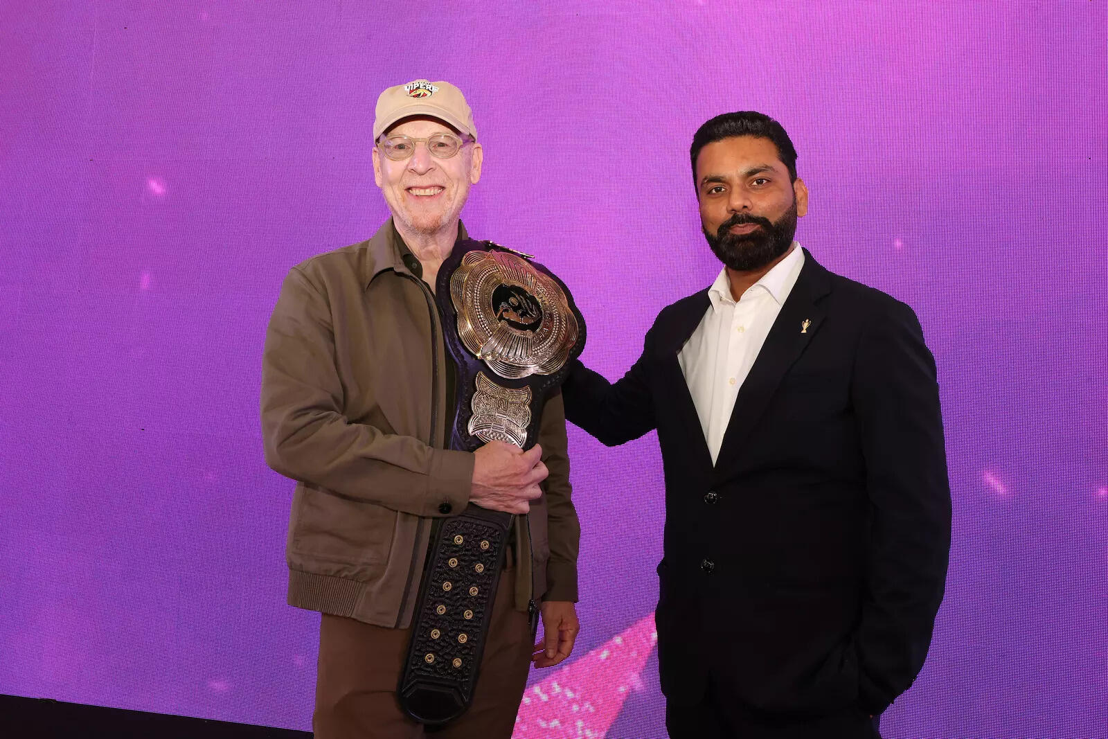 Avram Glazer, Team Owner of the Desert Vipers, receives the Black Belt award. (ILT20) Mr. Avram Glazer - Team Owner Desert Vipers, receives the Black Belt award