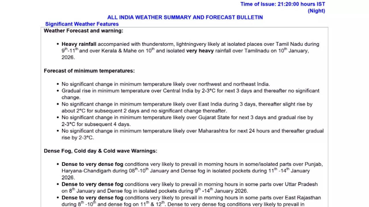 IMD weather forecast