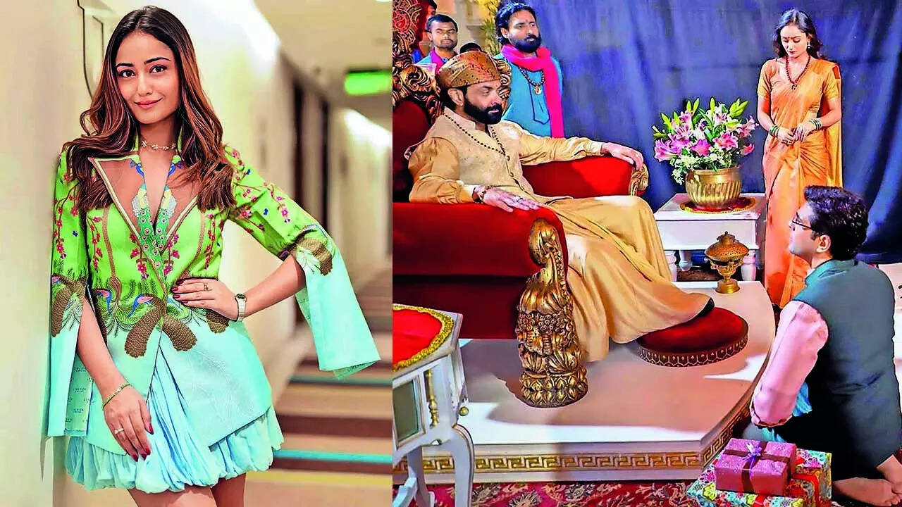 Tridha Chaudhary and (R) in a still from the show Aashram