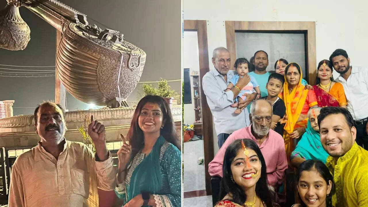 ஷாலினி சிங் தனது தந்தை (இடது) மற்றும் குடும்பத்தினருடன்