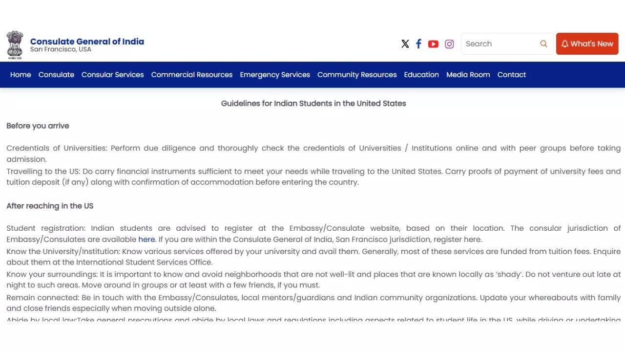 Guidelines for Indian Students in the United States
