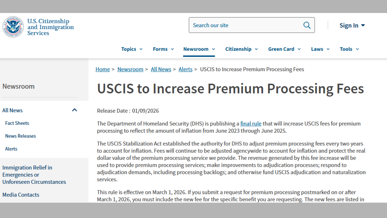 விசா கட்டண உயர்வு