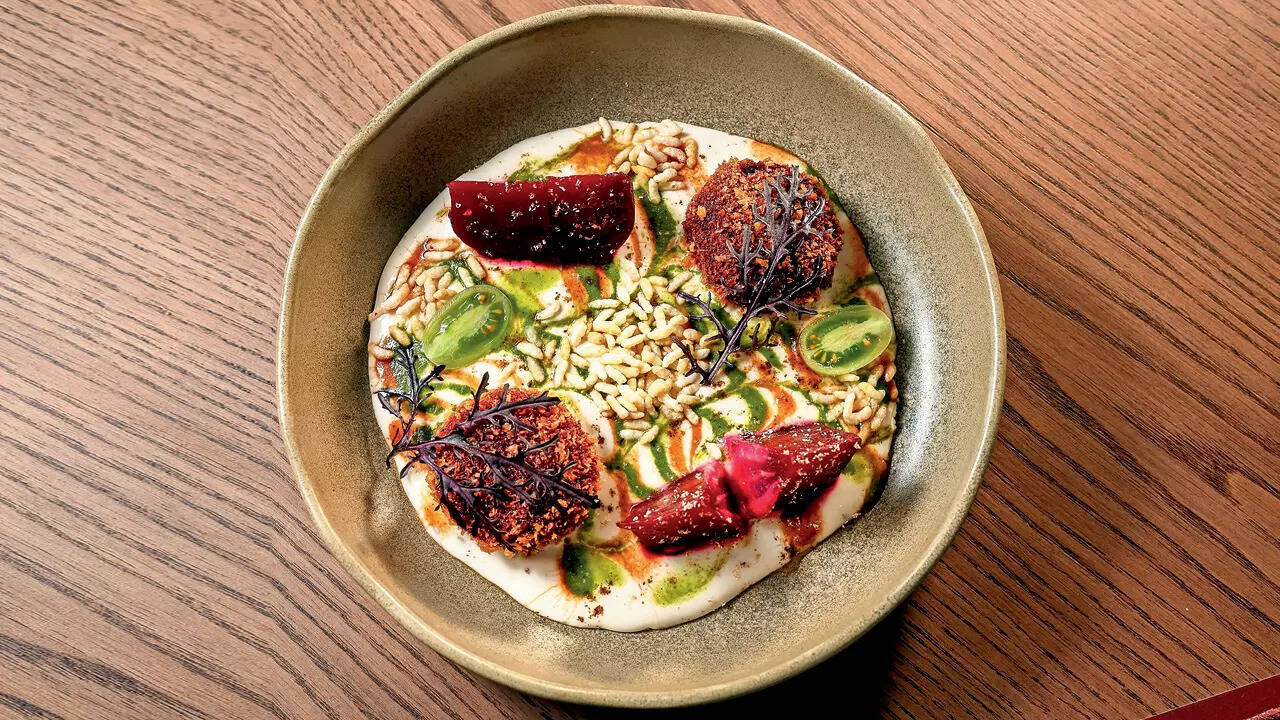 Beetroot Goat Cheese Dahi Vada