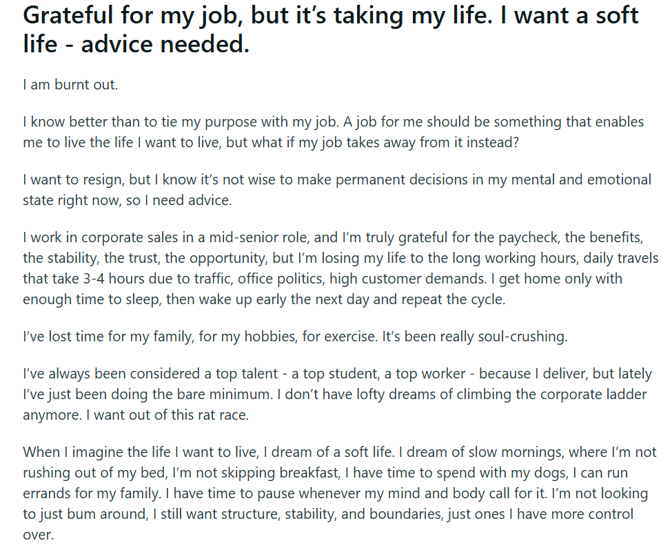 Reddit post made by the user