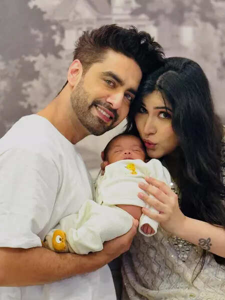 Rohit Purohit and Sheena Bajaj with their son