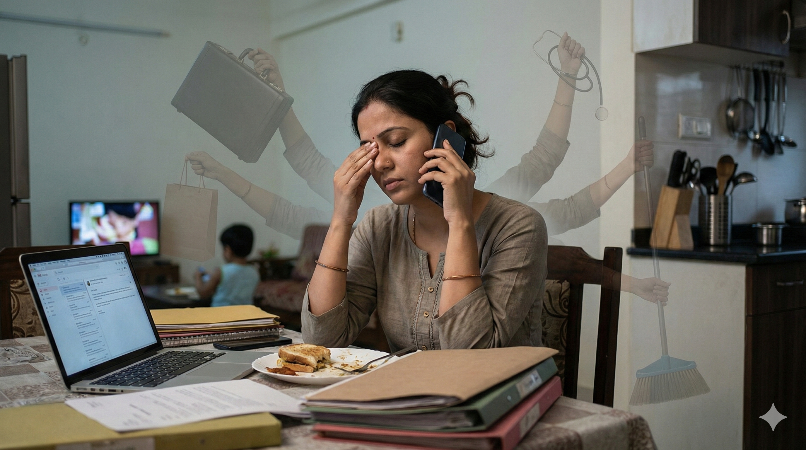 We all have seen this image of a women with multiple hands at some stage of our life. (AI generated image)