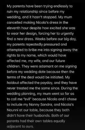 Brooklyn recounts how his mother ruined his wedding day.