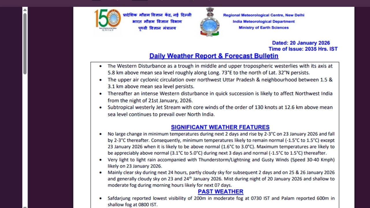 Delhi IMD forecast