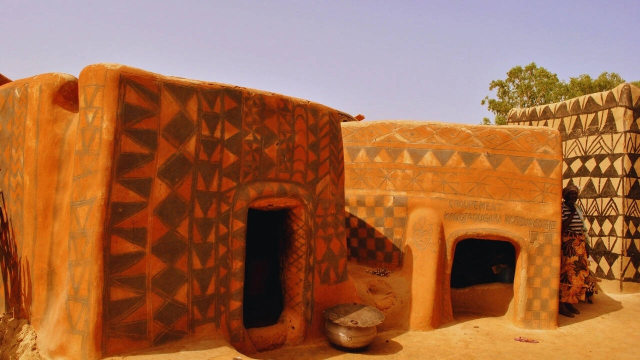 Wall paintings in a village in Burkina Faso