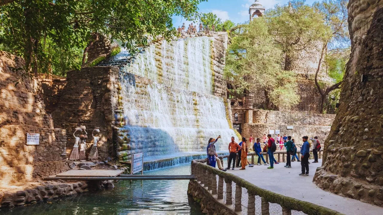 Tourists inside Rock Garden of Chandigarh