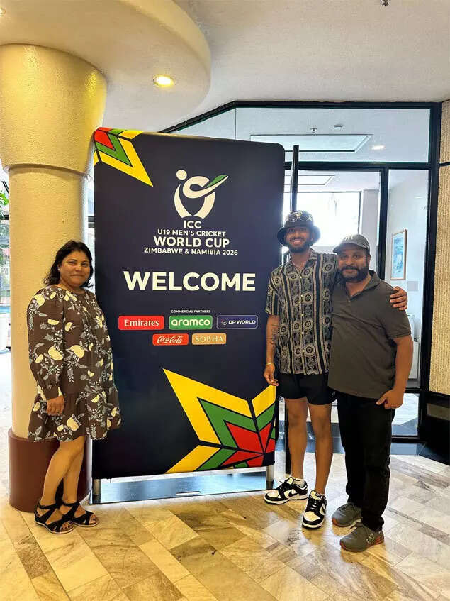 Nitish Reddy Sudini with his father and mother (Image credit: Special arrangements)