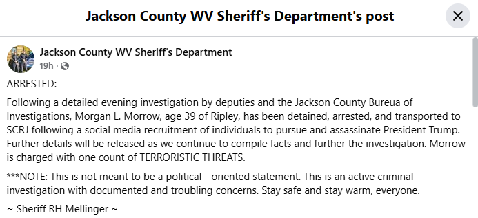 Jackson County WV Sheriff's Department's post