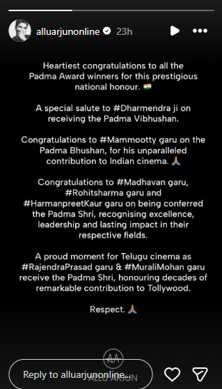 Allu Arjun's post