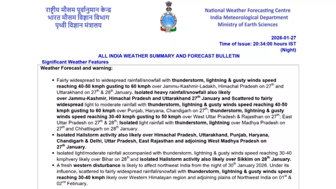 IMD weather forecast