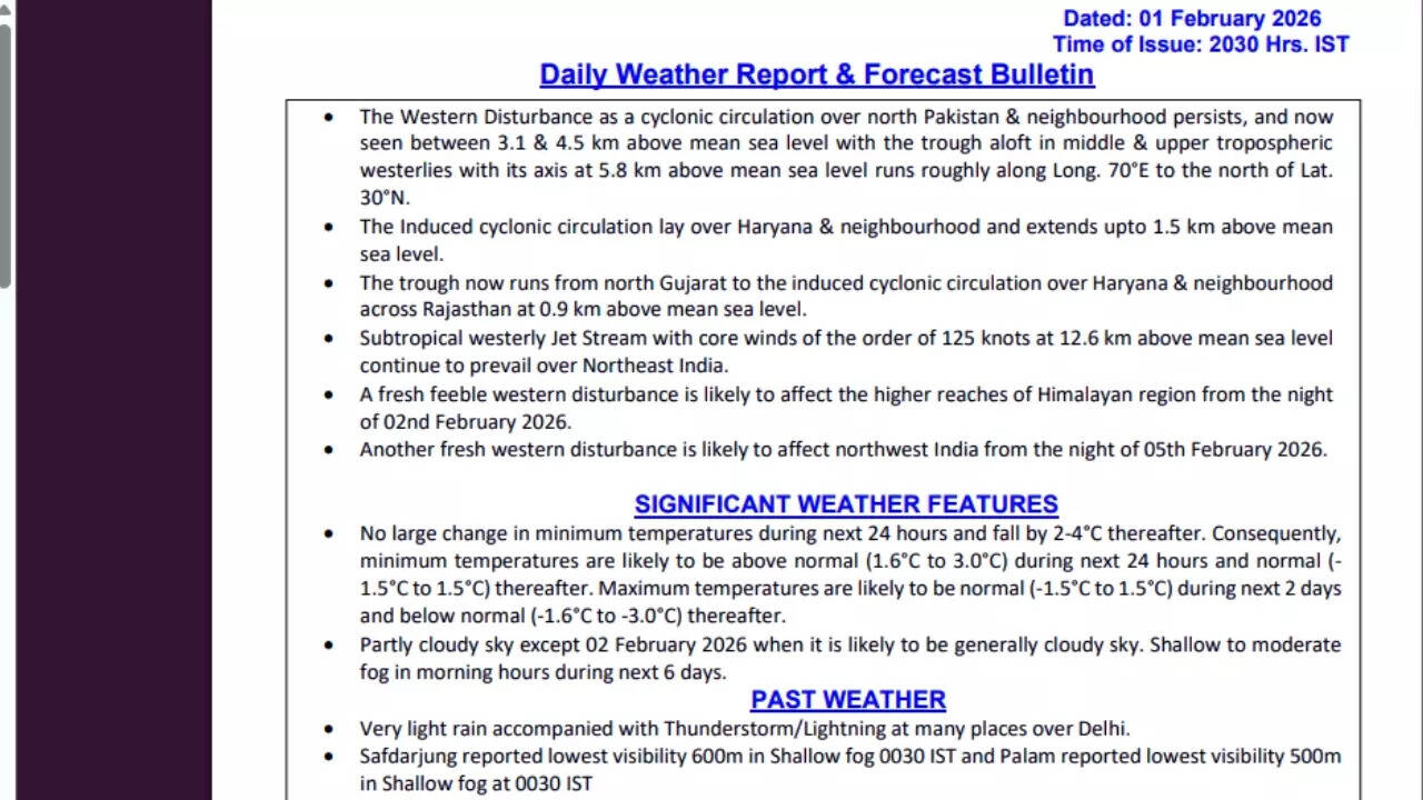 IMD update for Delhi-NCR