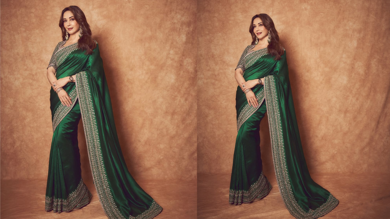 Madhuri's Green Saree Is V-Day's Gifting, Elevated