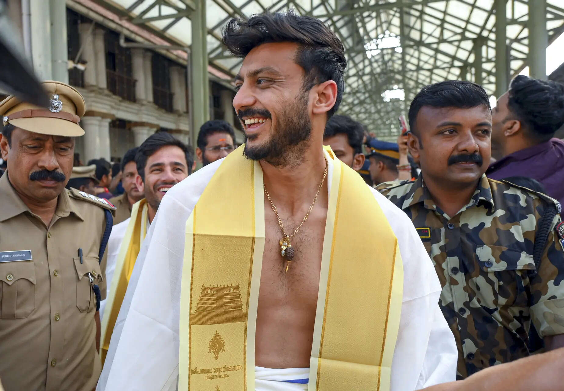 Indian cricketers at Sree Padmanabhaswamy Temple