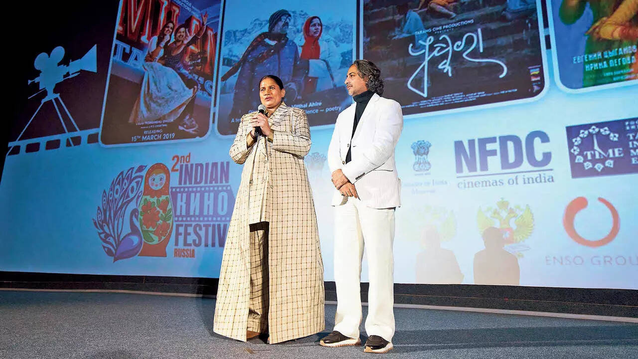 Chhaya Kadam with Sarfaraz at the screening of Snow Flower at the India Film Festival held in Russia in October last year