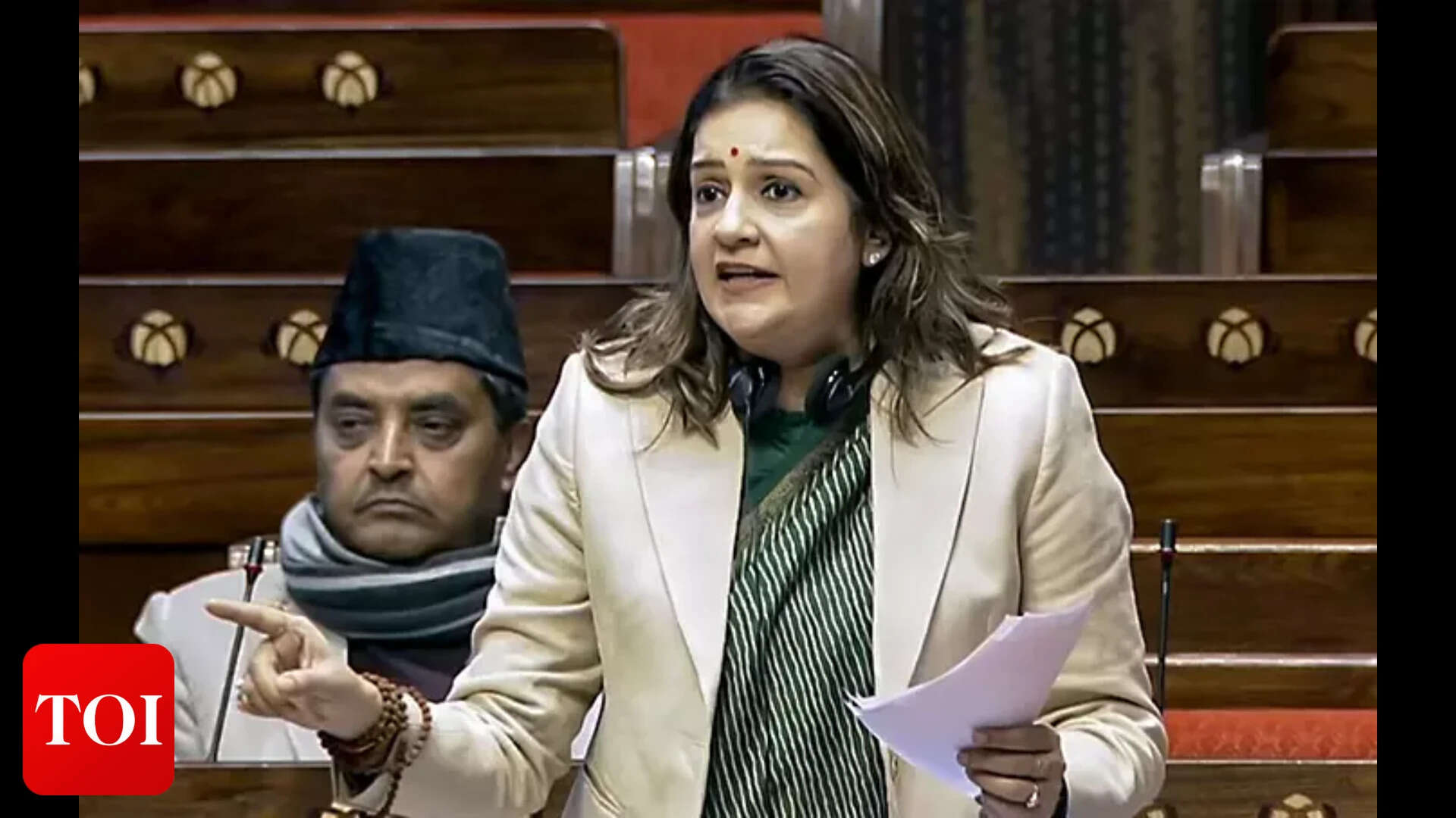 New Delhi, Dec 18 (ANI): Shiv Sena (UBT) MP Priyanka Chaturvedi, speaks in Rajya...
