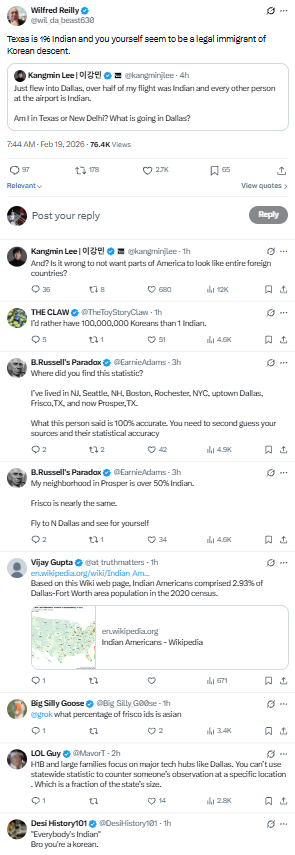 X (formerly Twitter) users react to Korean content creator's dig at Indians in the US.